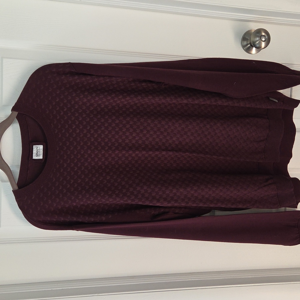 Armani Collezioni Men's Burgundy/Merlot Crewneck Sweater